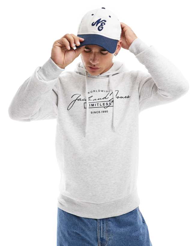 Jack & Jones - script logo hoodie in white