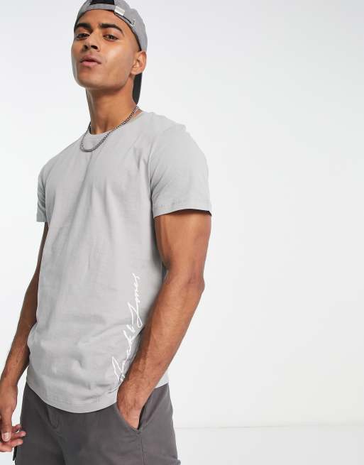 Jack & Jones script logo t-shirt in alloy grey