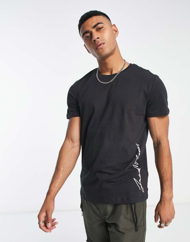 Jack & Jones script logo t-shirt in black