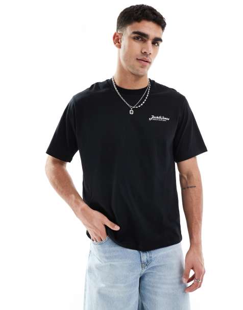 Jack & Jones script logo t-shirt in black - view 1