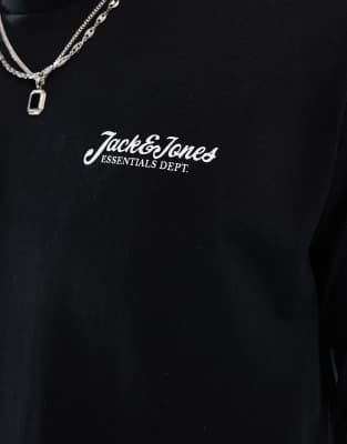 Jack & Jones script logo t-shirt in black