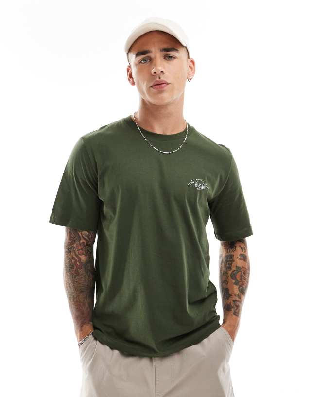 Jack & Jones - script logo t-shirt in khaki