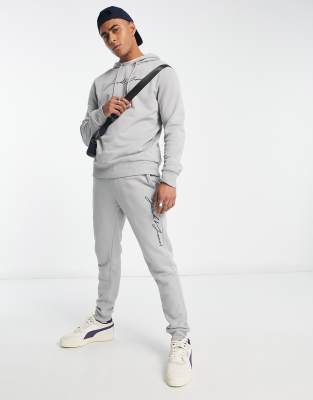 Jack & Jones script logo tracksuit set in alloy grey - ASOS Price Checker