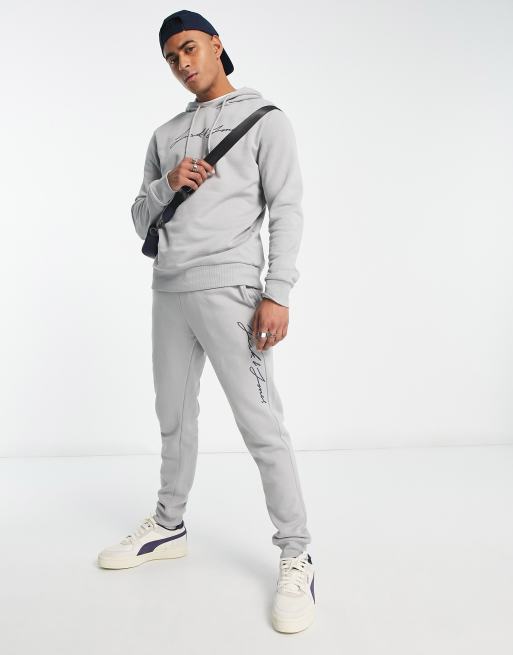 Jack & Danny's - Grey and Black Color Fleece Tracksuit