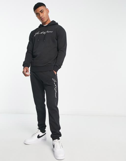 Jack Jones script logo tracksuit set in black ASOS