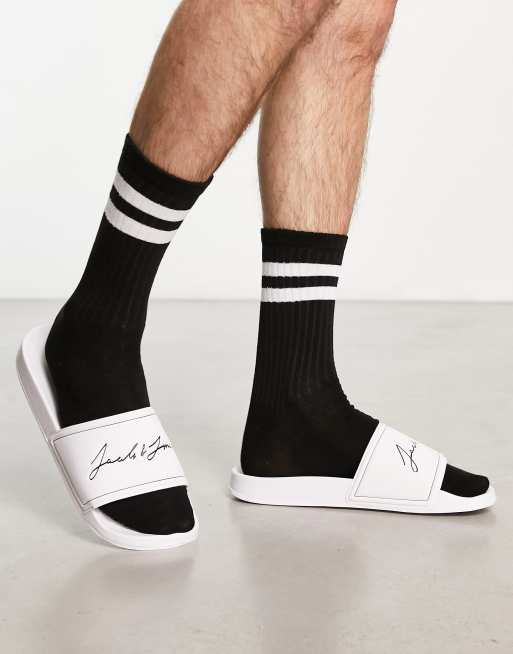 Jack & Jones script slider in white