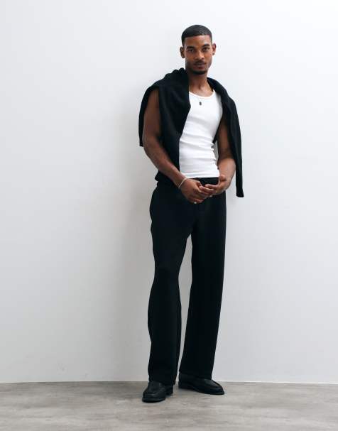 Jack & Jones scuba-style straight trackies in black - view 1
