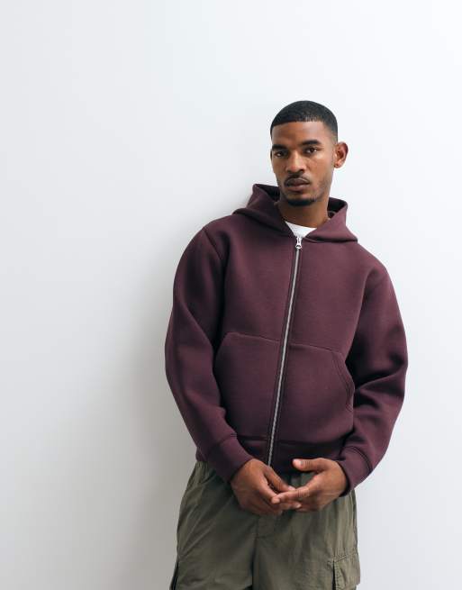 Jack & Jones scubastyle hættetrøje med dobbelt lynlås i burgundy, 5 af 5