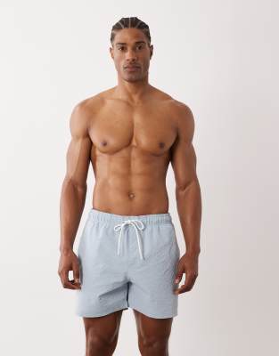 Seersucker-Badeshorts in Hellblau Blau 2XL