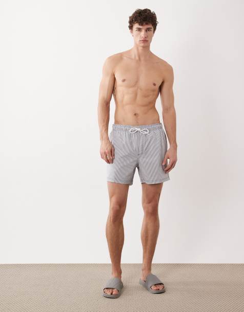 Jack & Jones seersucker stripe swim shorts in navy - view 1