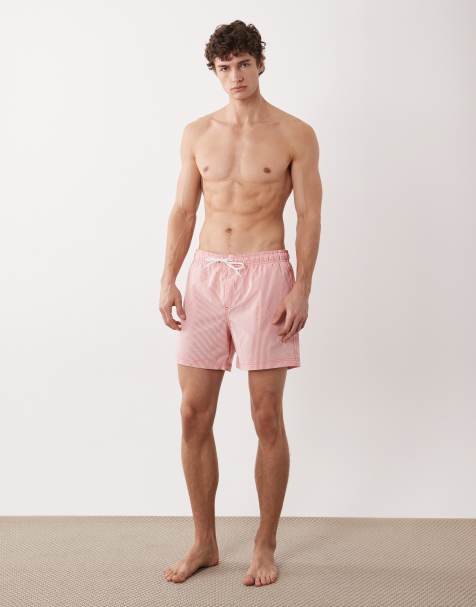 Jack & Jones seersucker stripe swim shorts in red - view 1
