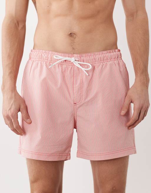 Jack & Jones seersucker stripe swimshorts in red, 4 of 5