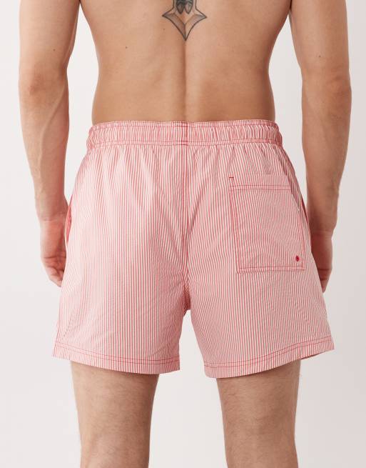 Jack & Jones seersucker stripe swimshorts in red, 5 of 5