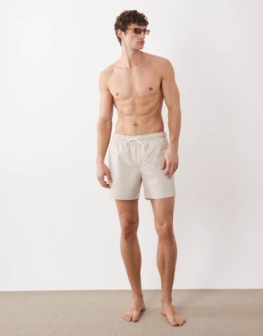 Jack & Jones seersucker swim shorts in cream, 2 of 5