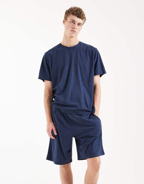 Jack & Jones - Set pigiama con T-shirt e pantaloncini blu navy - view 1