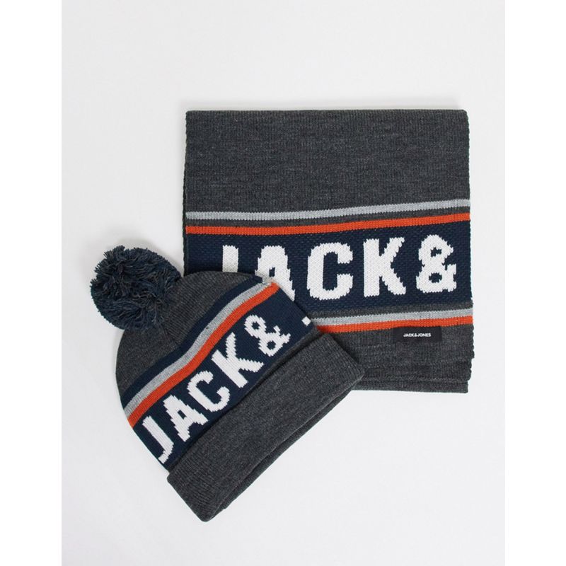 Idee Regalo Regali di compleanno Jack & Jones - Set regalo berretto e sciarpa grigi con logo