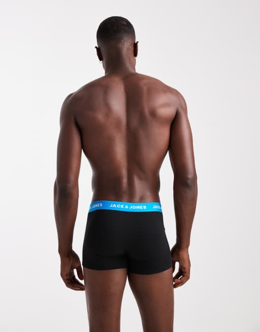 Jack & Jones - Set van 2 boxershorts met blauwe tailleband in zwart, 3 van 3