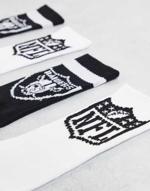Jack & Jones - Set van 2 paar sokken met Raiders NFL print in zwart met wit, 2 van 4
