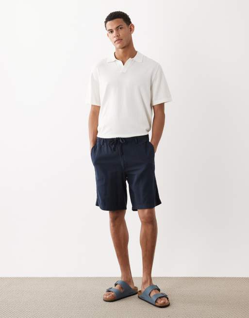 Jack & Jones - Set van 2 shorts van linnenmix in beige en marineblauw, 2 van 5