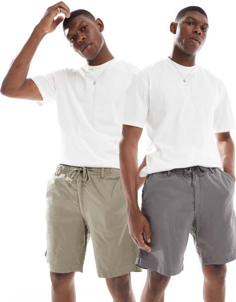 Jack & Jones - Set van 2 shorts van linnenmix in kaki en grijs - view 1