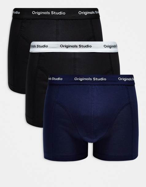 Jack & Jones - Set van 3 boxershorts met Originals-logo in marineblauwe en zwart - view 1