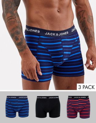 Jack & Jones - Set van 3 gestreepte boxershorts-Zwart