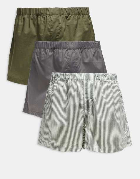 Jack & Jones - Set van 3 geweven, gestreepte boxershorts in groen - view 1