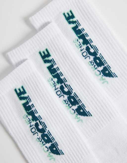 Jack & Jones - Set van 3 paar sportsokken met archiefprint in wit, 2 van 3
