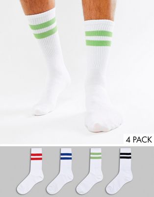 Jack & Jones - Set van 4 paar sokken met diverse strepen-Wit