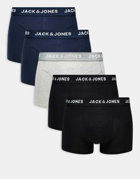 Jack & Jones - Set van 5 boxershorts in marineblauw, zwart en grijs - view 1