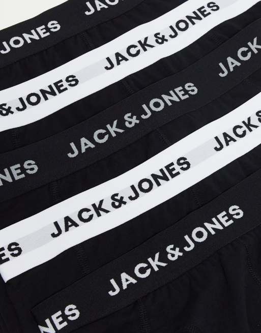 Jack & Jones - Set van 5 boxershorts met logo op de tailleband in zwart en wit, 3 van 4