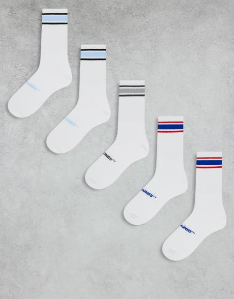 Jack & Jones - Set van 5 paar sportsokken in wit met contrasterende streep - view 1