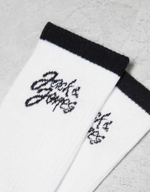 Jack & Jones - Set van 5 paar tennissokken met zwart logo in wit, 2 van 4