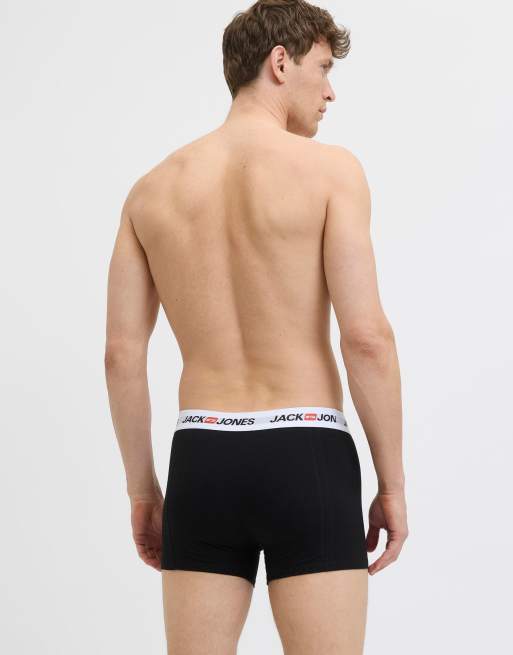Jack & Jones - Set van 7 boxershorts in zwart met witte tailleband, 2 van 3