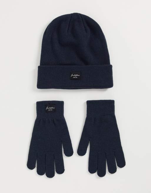 Jack & Jones - Set van muts en sjaal in marineblauw
