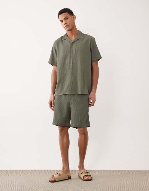 Jack & Jones - Set van resort overhemd en short in kaki - view 1