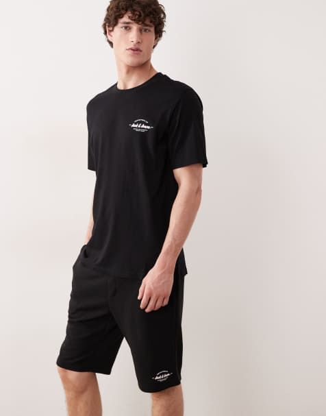 Jack & Jones - Set van T-shirt met logo en jersey short in zwart - view 1