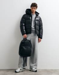 Jack & Jones shiny puffer jacket in black