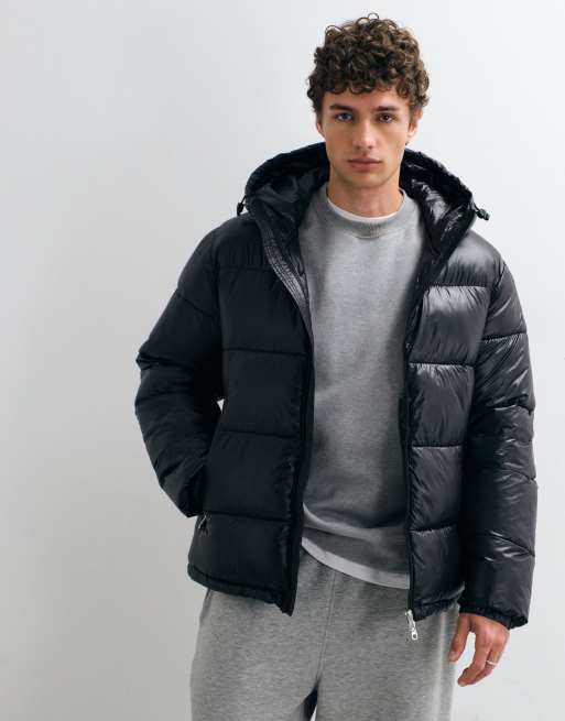 Jack & Jones shiny puffer jacket in black, 2 of 5