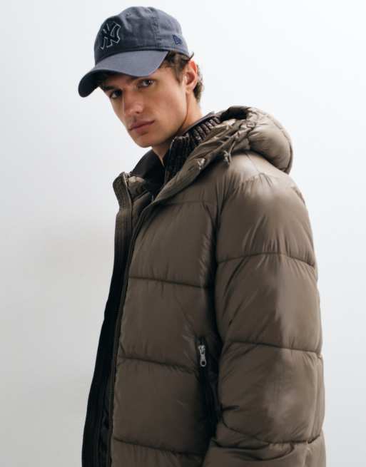Jack & Jones shiny puffer jacket in olive, 3 of 5