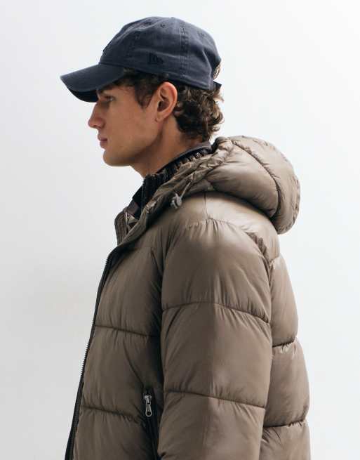 Jack & Jones shiny puffer jacket in olive, 5 of 5