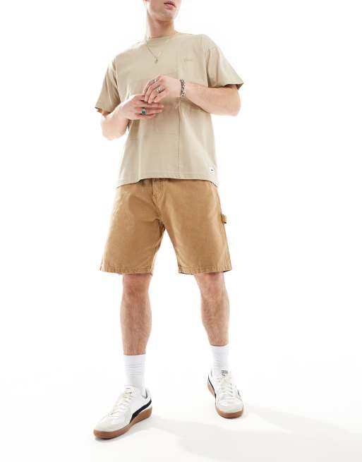 Jack & Jones - Short baggy en jean coupe charpentier - Fauve, 2 de 5