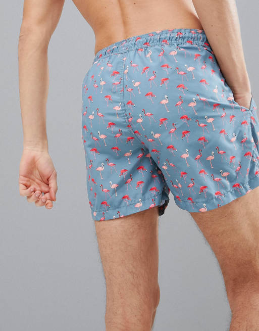 Short de discount bain flamant rose