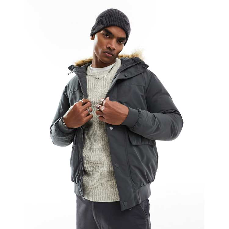 Mens short sale parka with fur