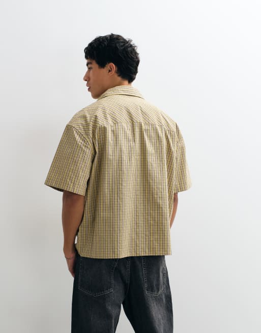 Jack & Jones short sleeve boxy shirt  in yellow micro check, 5 of 5