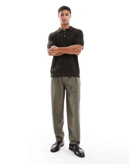 Jack & Jones short sleeve knit polo in brown