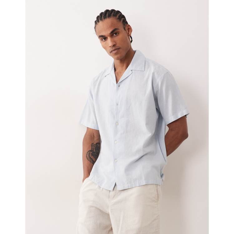 Jack & Jones short sleeve linen blend shirt in light blue | ASOS