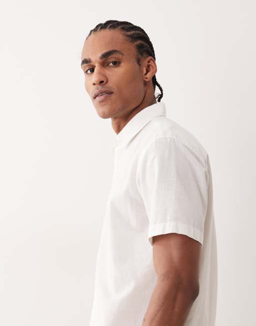Jack & Jones short sleeve linen blend shirt in white, 4 of 5