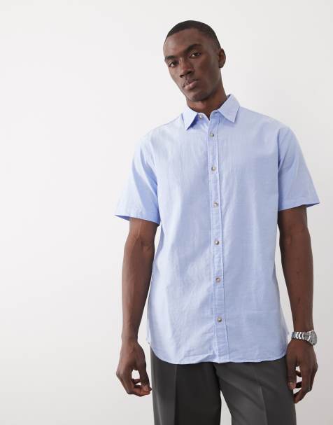 Jack & Jones short sleeve oxford shirt in blue - view 1