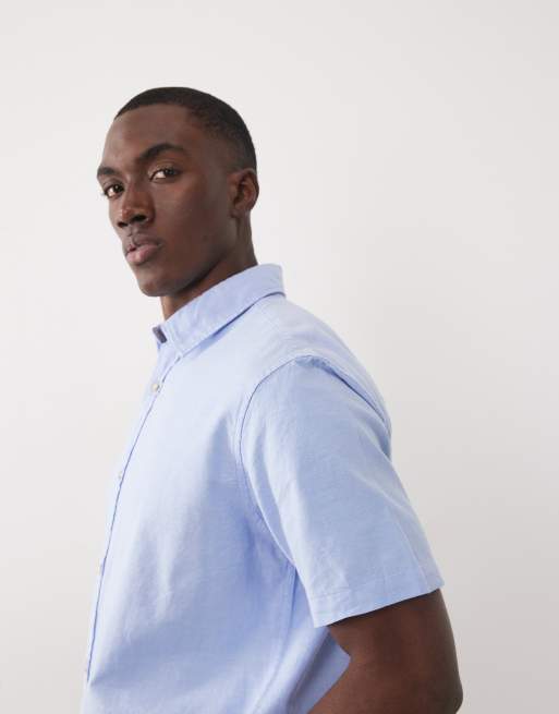 Jack & Jones short sleeve oxford shirt in blue, 4 of 5